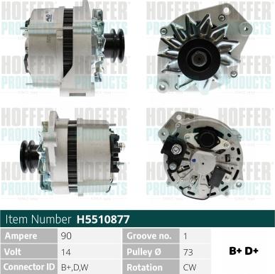 Hoffer H5510877 - Alternateur droxauto.com