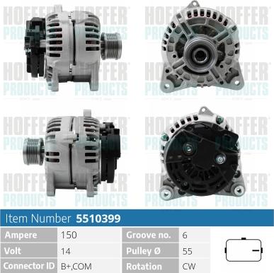 Hoffer H5510399 - Alternateur droxauto.com