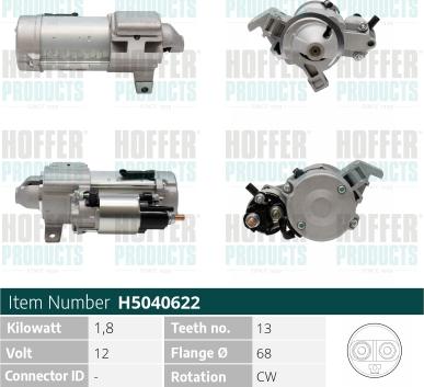 Hoffer H5040622 - Démarreur droxauto.com