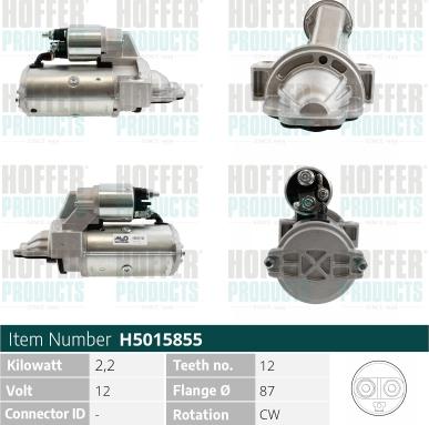 Hoffer H5015855 - Démarreur droxauto.com