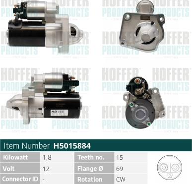 Hoffer H5015884 - Démarreur droxauto.com