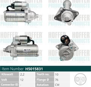 Hoffer H5015831 - Démarreur droxauto.com