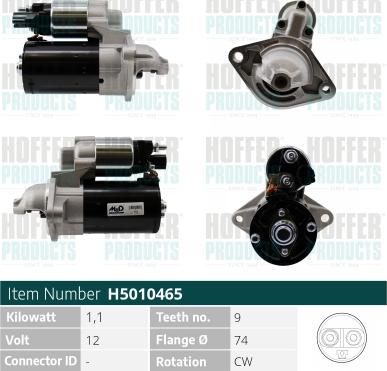Hoffer H5010465 - Démarreur droxauto.com
