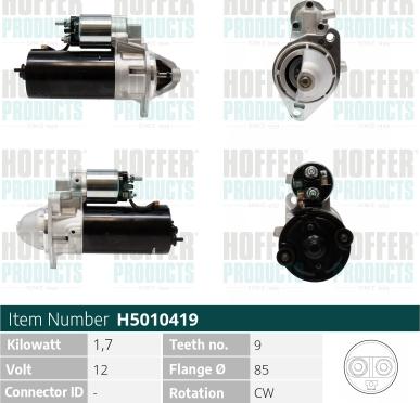 Hoffer H5010419 - Démarreur droxauto.com