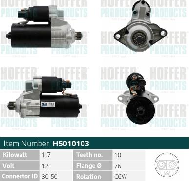 Hoffer H5010103G - Démarreur droxauto.com