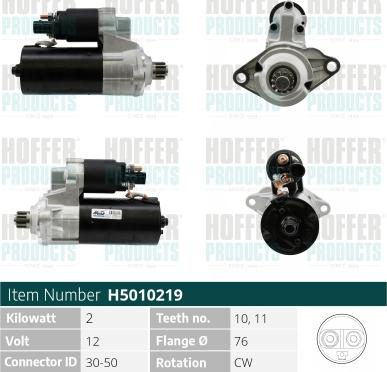 Hoffer H5010219G - Démarreur droxauto.com