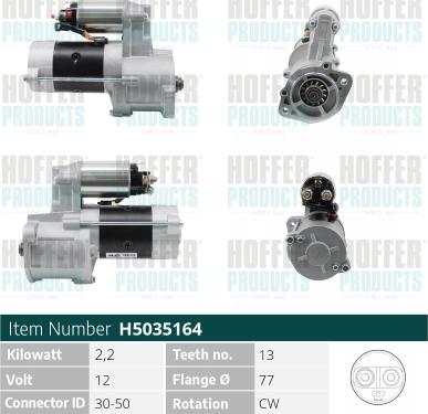 Hoffer H5035164 - Démarreur droxauto.com