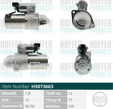 Hoffer H5073663 - Démarreur droxauto.com