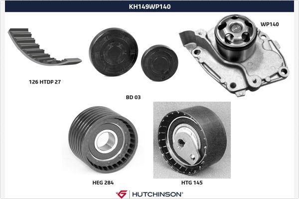Hutchinson KH 149WP140 - Pompe à eau + kit de courroie de distribution droxauto.com