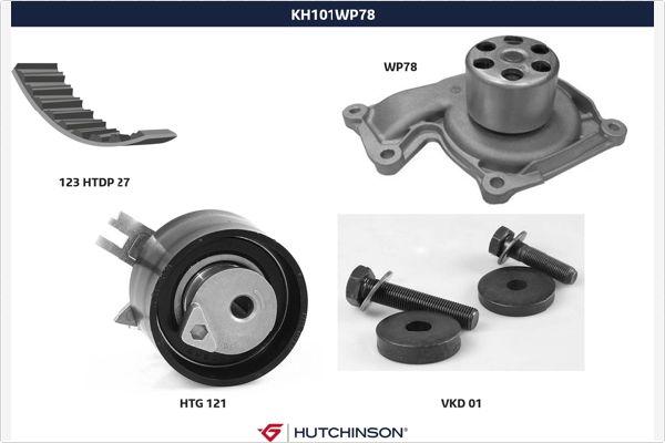 Hutchinson KH 101WP78 - Pompe à eau + kit de courroie de distribution droxauto.com