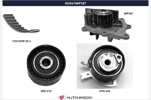 Hutchinson KH 347WP187 - Pompe à eau + kit de courroie de distribution droxauto.com
