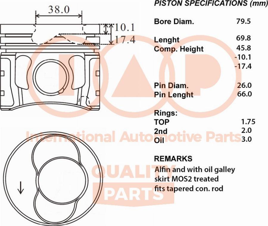 IAP QUALITY PARTS 100-50044 - Piston droxauto.com