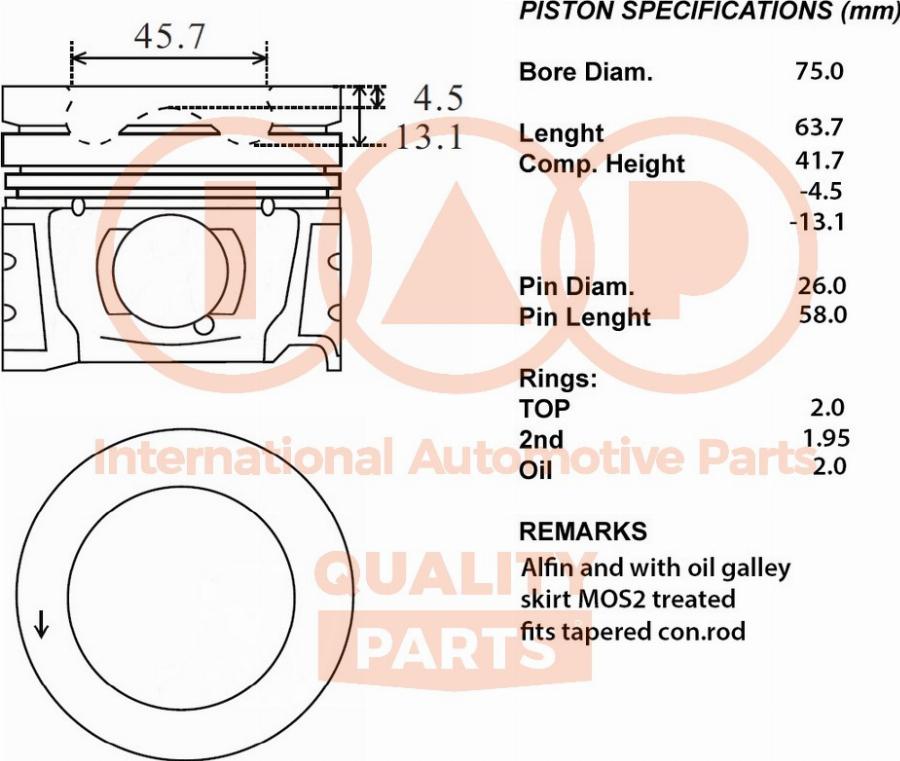 IAP QUALITY PARTS 100-52030 - Piston droxauto.com