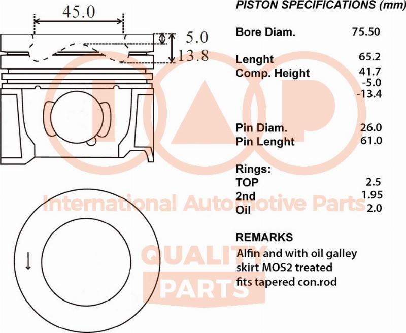 IAP QUALITY PARTS 100-52033 - Piston droxauto.com