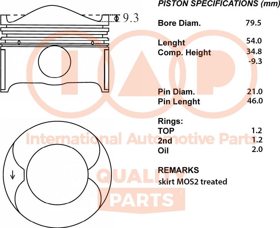 IAP QUALITY PARTS 100-04041 - Piston droxauto.com