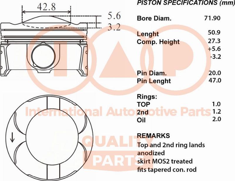 IAP QUALITY PARTS 100-04052 - Piston droxauto.com