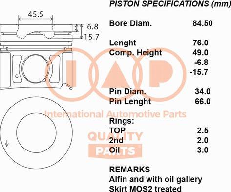 IAP QUALITY PARTS 100-07003 - Piston droxauto.com