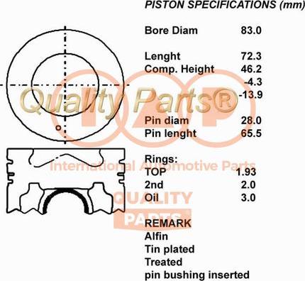 IAP QUALITY PARTS 100-07085 - Piston droxauto.com