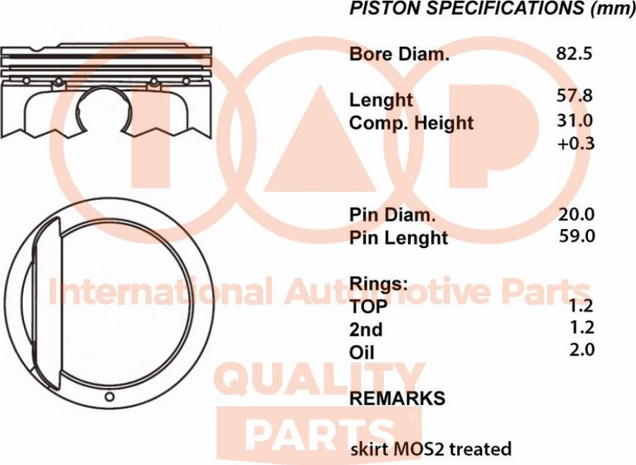 IAP QUALITY PARTS 100-07075 - Piston droxauto.com