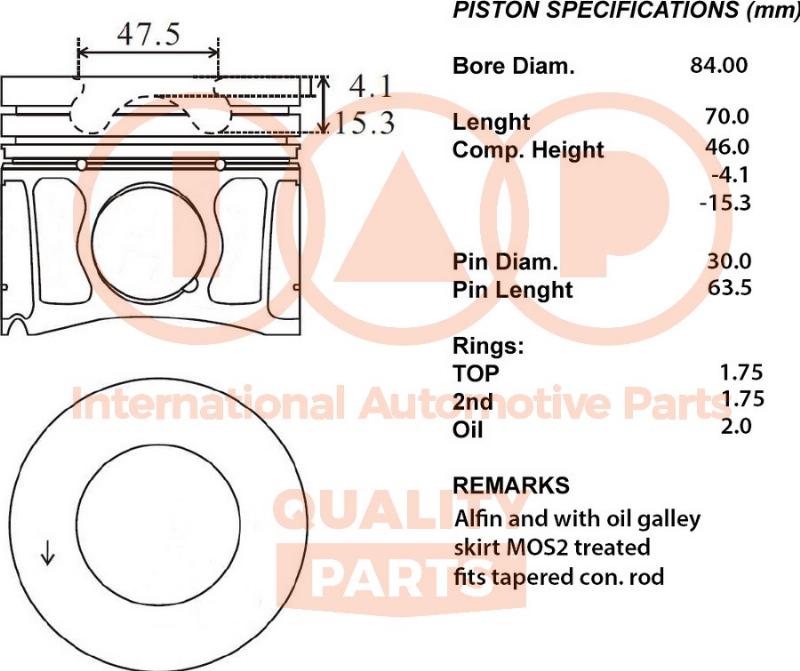 IAP QUALITY PARTS 100-14084 - Piston droxauto.com