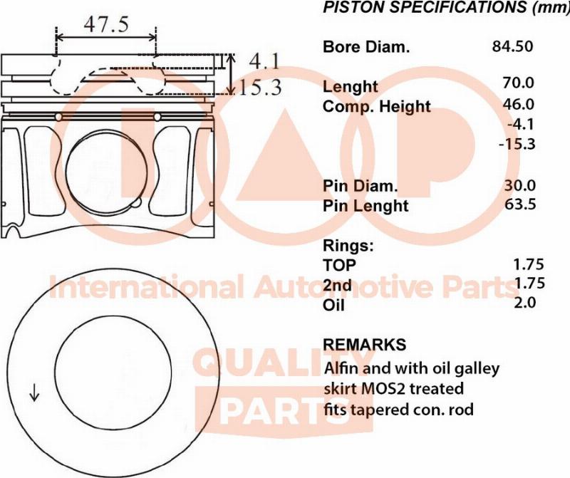 IAP QUALITY PARTS 100-14085 - Piston droxauto.com