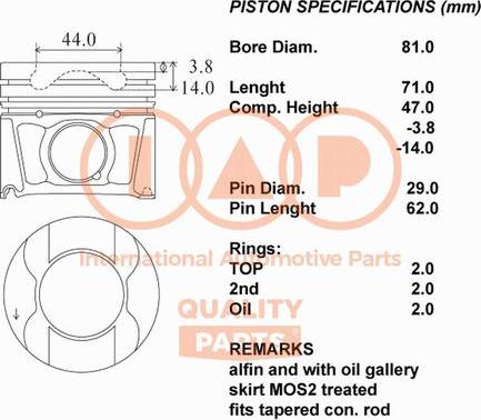 IAP QUALITY PARTS 100-14080 - Piston droxauto.com