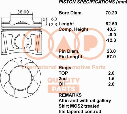 IAP QUALITY PARTS 100-16076 - Piston droxauto.com