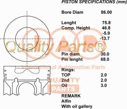 IAP QUALITY PARTS 100-11058 - Piston droxauto.com