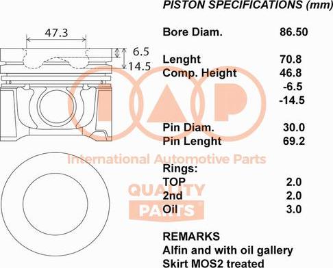 IAP QUALITY PARTS 100-11053 - Piston droxauto.com