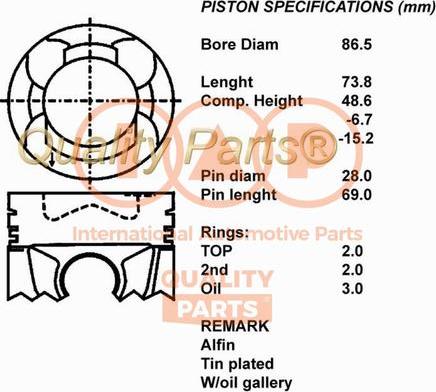 IAP QUALITY PARTS 100-13089 - Piston droxauto.com