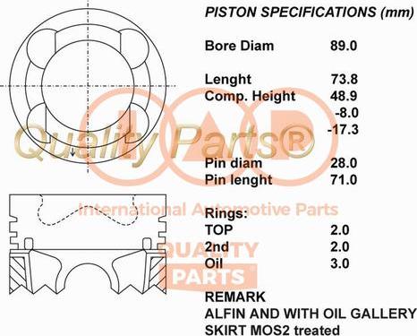 IAP QUALITY PARTS 100-13150 - Piston droxauto.com