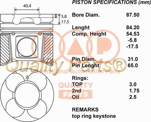 IAP QUALITY PARTS 100-13167 - Piston droxauto.com