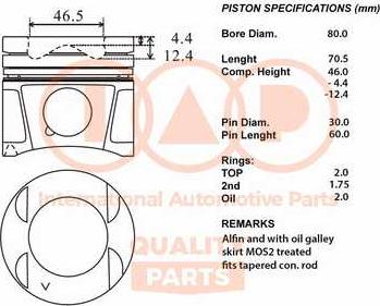 IAP QUALITY PARTS 100-13114 - Piston droxauto.com