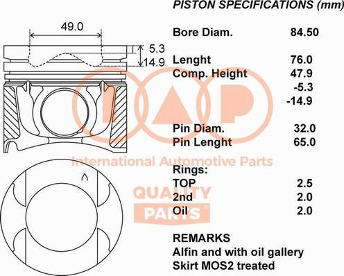 IAP QUALITY PARTS 100-13175 - Piston droxauto.com