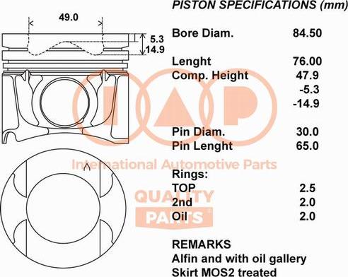 IAP QUALITY PARTS 100-13173 - Piston droxauto.com