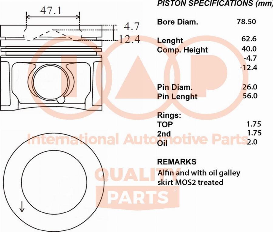 IAP QUALITY PARTS 100-17291 - Piston droxauto.com