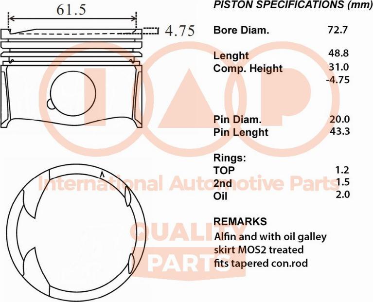 IAP QUALITY PARTS 100-29021 - Piston droxauto.com