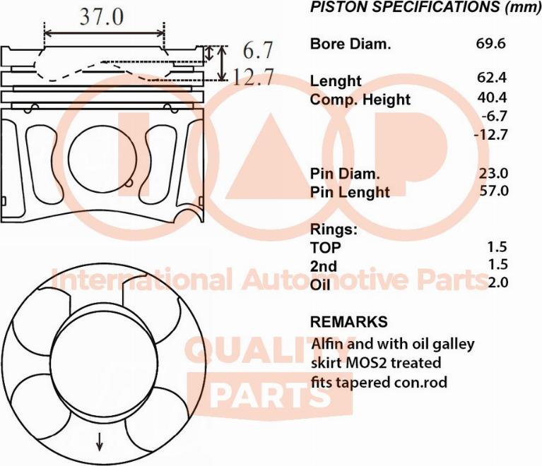 IAP QUALITY PARTS 100-20080 - Piston droxauto.com