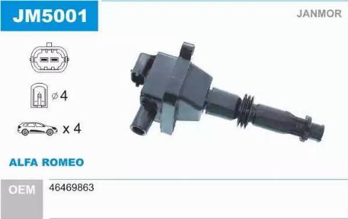 Janmor JM5001 - Bobine d'allumage droxauto.com