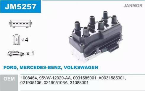 Janmor JM5257 - Bobine d'allumage droxauto.com