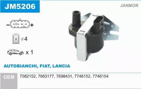 Janmor JM5206 - Bobine d'allumage droxauto.com