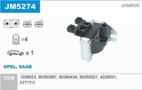 Janmor JM5274 - Bobine d'allumage droxauto.com