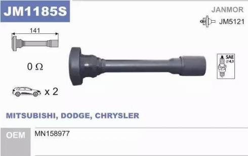 Janmor JM1185S - Fiche, bobine d'allumage droxauto.com