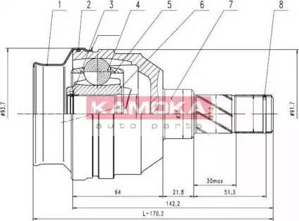 Kamoka 8715 - Jeu de joints, arbre de transmission droxauto.com