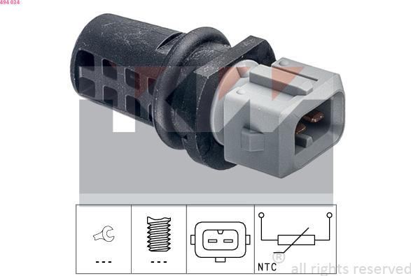 KW 494 034 - Capteur, température de l'air d'admission droxauto.com
