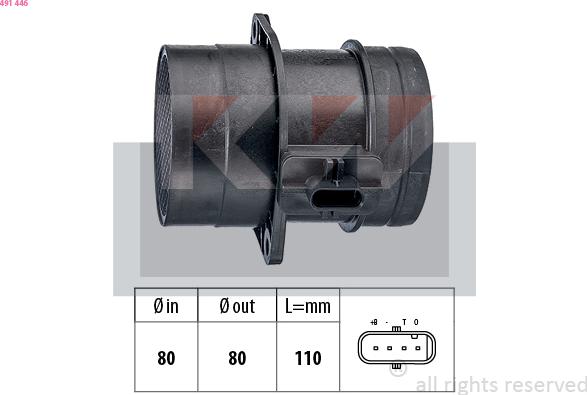 KW 491 446 - Débitmètre de masse d'air droxauto.com