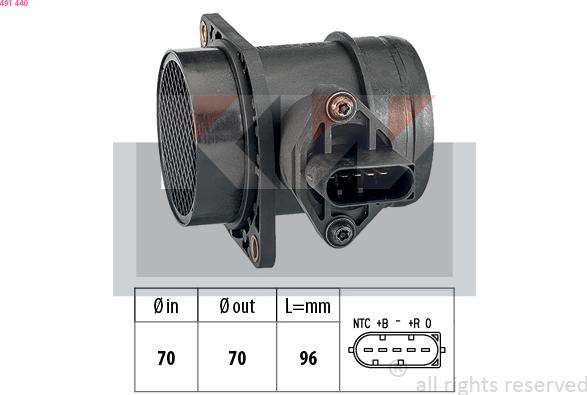 KW 491 440 - Débitmètre de masse d'air droxauto.com