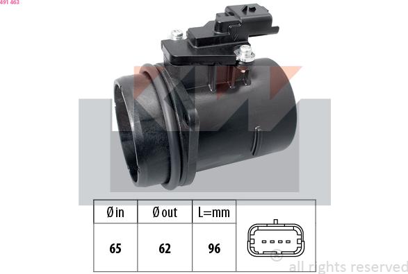 KW 491 463 - Débitmètre de masse d'air droxauto.com