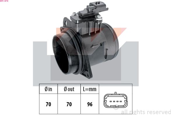 KW 491 474 - Débitmètre de masse d'air droxauto.com