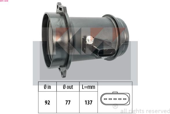 KW 491 559 - Débitmètre de masse d'air droxauto.com